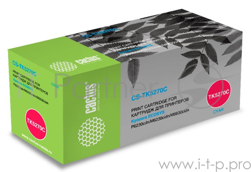 Тонер Картридж Cactus CS-TK5270C голубой (6000стр.) для Kyocera Ecosys P6230cdn/M6230cidn/M6630cidn