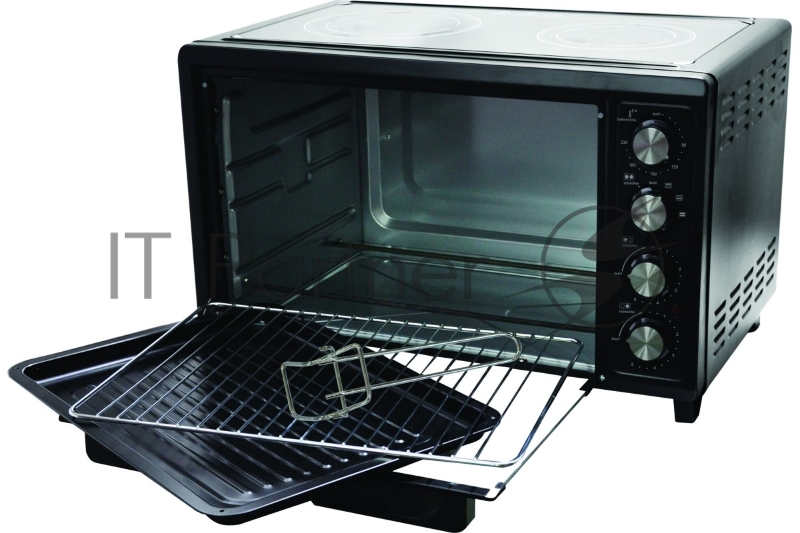 Мини-печь WILLMARK WCO-5082B (50л, 2 конфорки стеклокерамика, термостат, лампа,противень, черная)