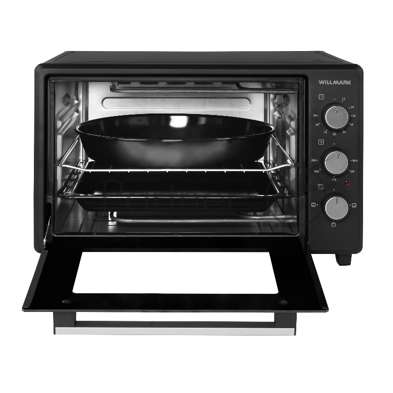 Духовка электрическая WILLMARK WOF-405BL (40л,эмал.внутр.поверх,лампа,т черн., 1400Вт)