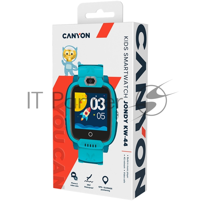 Умные часы CANYON Jondy KW-44, 1.44IPS 240*240, ASR3603S, Nano SIM, 192+128MB+512MB TF Card, GSM(B3/B8), LTE(B1.2.3.5.7.8.20) 700mAh battery, GPS+Glonas, Canyon Life APP, MP3 Audio Player, 7 Games, Camera, IP67, host:53.3*43.5*16mm strap:230*20mm, 48