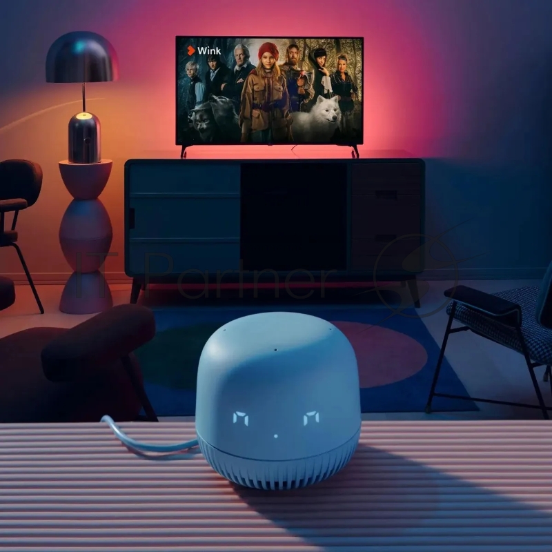 Умная колонка VK Капсула Нео с Марусей, 5Вт, с LED-часами, цвет: морской синий/blue