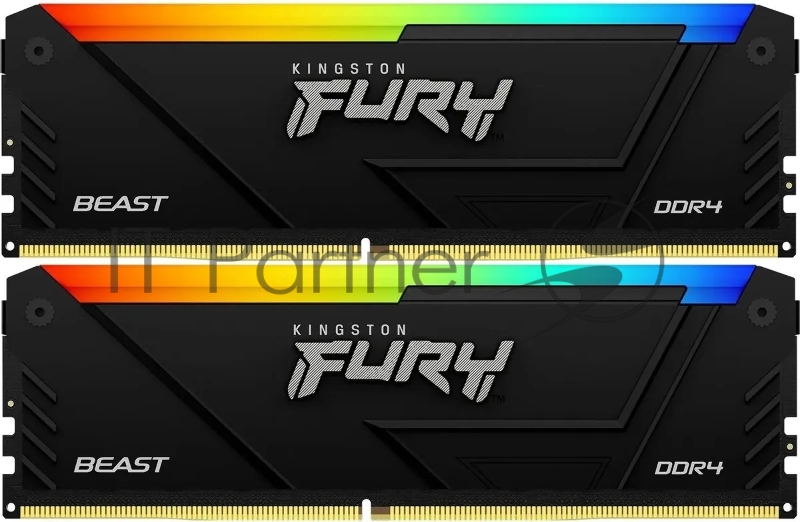Оперативная память Kingston 32GB 3733MT/s DDR4 CL19 DIMM (Kit of 2) 1Gx8 FURY Beast RGB, EAN: 740617337341