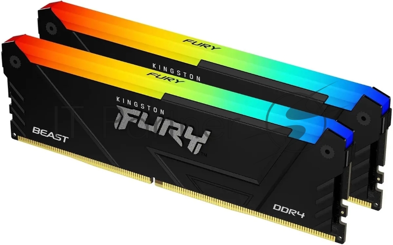 Оперативная память Kingston 32GB 3733MT/s DDR4 CL19 DIMM (Kit of 2) 1Gx8 FURY Beast RGB, EAN: 740617337341