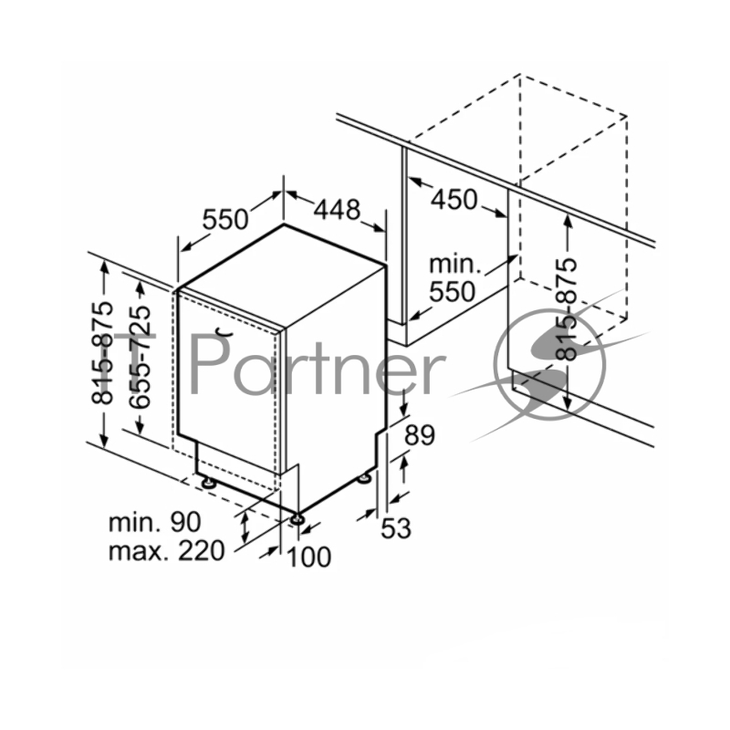 Посудомоечная машина встраив. Bosch SPV4HKX10E узкая