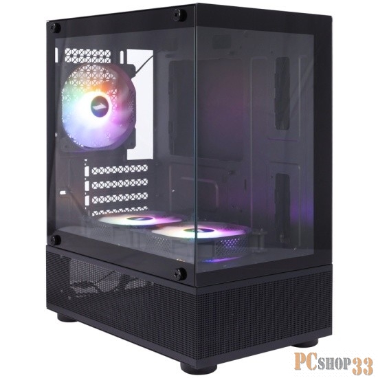 Корпус 1STPLAYER MIKU Mi2-A Black / mATX / 3x120mm LED fans / Mi2-A-BK-2F1R-1F1