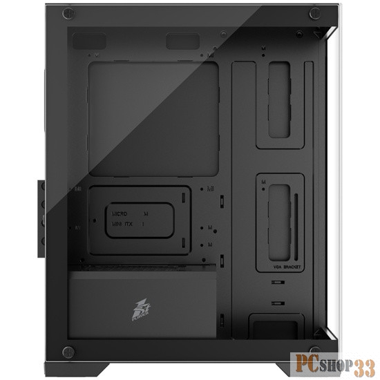 Корпус 1STPLAYER MIKU Mi2 Black / mATX / 3x120mm LED fans / Mi2-BK-3F1