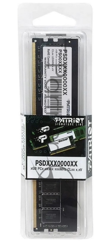 Модуль памяти PATRIOT Signature Line DDR4 Общий объём памяти 8Гб Module capacity 8Гб Количество 1 3200 МГц Множитель частоты шины 22 1.2 В PSD48G32002