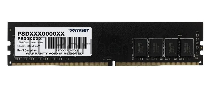 Модуль памяти PATRIOT Signature Line DDR4 Общий объём памяти 8Гб Module capacity 8Гб Количество 1 3200 МГц Множитель частоты шины 22 1.2 В PSD48G32002