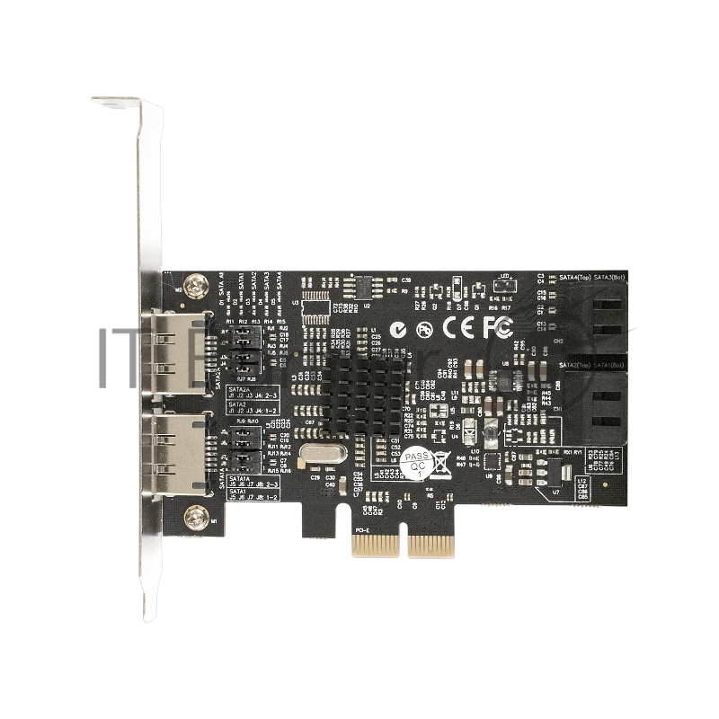 Контроллер ExeGate EXE-504 PCI-E 2.0, SATA3 RAID, 4 int+2 ext (OEM)