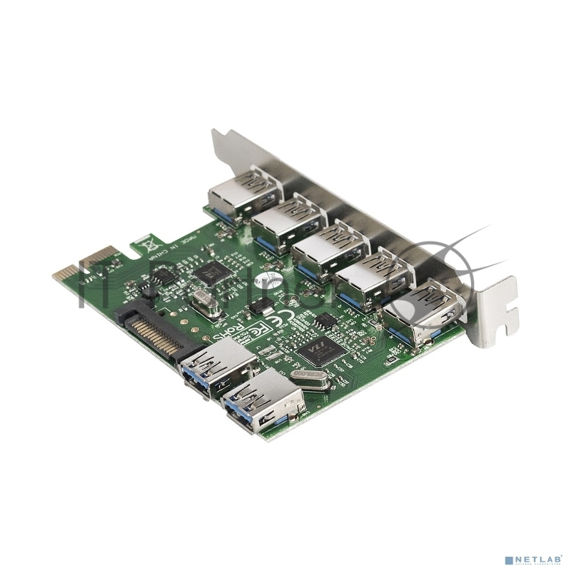 Контроллер ExeGate EXE-317 PCI-E 2.0, 5*USB3.0 ext + 2*USB3.0 int, разъем доп.питания (OEM)