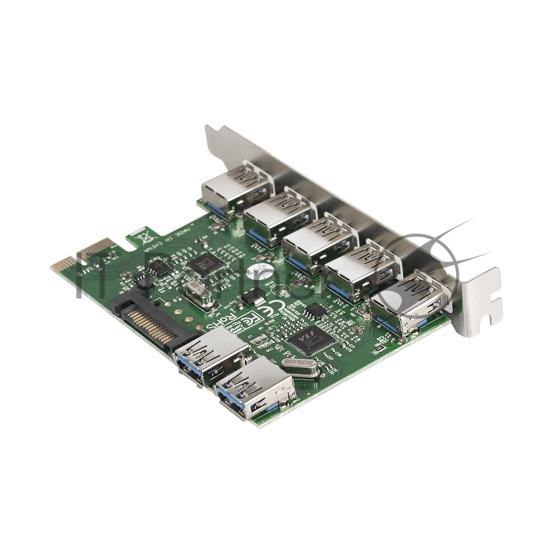 Контроллер ExeGate EXE-317 PCI-E 2.0, 5*USB3.0 ext + 2*USB3.0 int, разъем доп.питания (OEM)