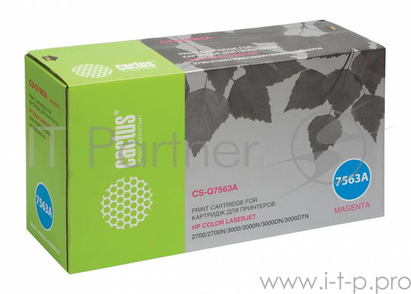 Тонер Картридж Cactus CS-Q7563A пурпурный для HP LJ 2700/3000 (3500стр.)