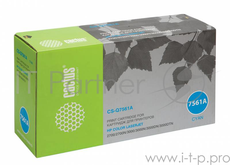 Тонер Картридж Cactus CS-Q7561A голубой для HP LJ 2700/3000 (3500стр.)