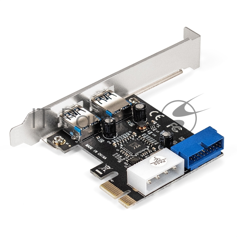 Контроллер ExeGate EXE-342 (PCI-E x1 v2.0, 2*USB3.0 ext.+ 1*19pin int. (внутренние коннекторы для подключения 2*USB3.0 портов на корпусе), разъем доп.питания, VIA Labs Chipset VL805)