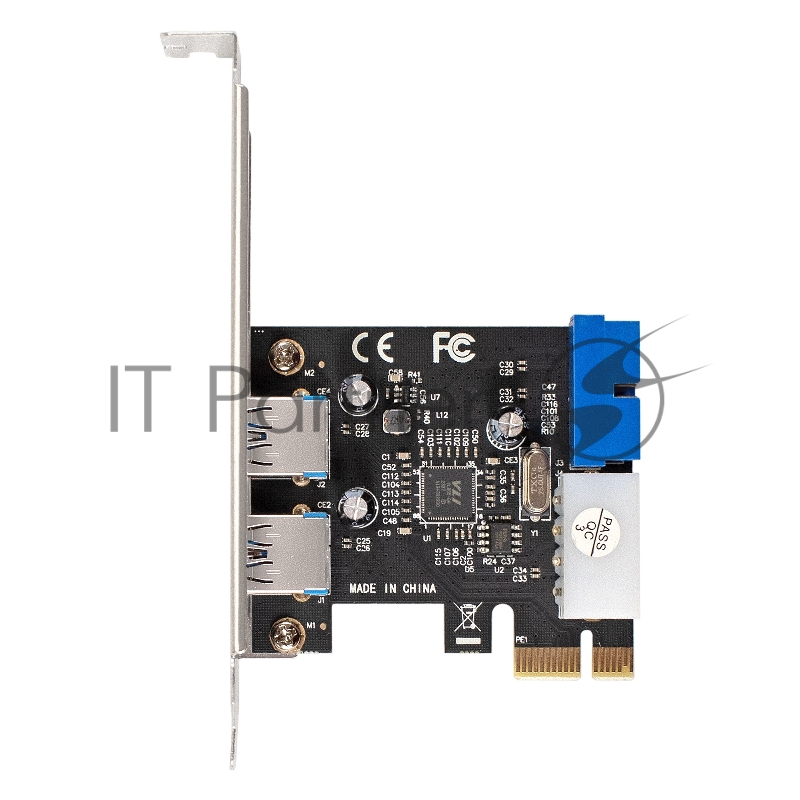 Контроллер ExeGate EXE-342 (PCI-E x1 v2.0, 2*USB3.0 ext.+ 1*19pin int. (внутренние коннекторы для подключения 2*USB3.0 портов на корпусе), разъем доп.питания, VIA Labs Chipset VL805)