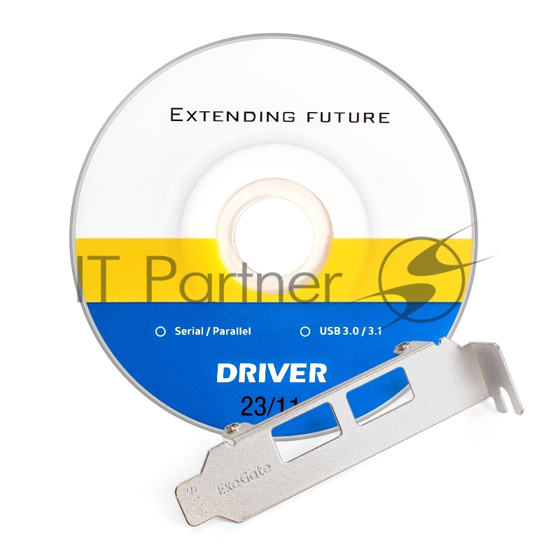 Контроллер ExeGate EXE-342 (PCI-E x1 v2.0, 2*USB3.0 ext.+ 1*19pin int. (внутренние коннекторы для подключения 2*USB3.0 портов на корпусе), разъем доп.питания, VIA Labs Chipset VL805)