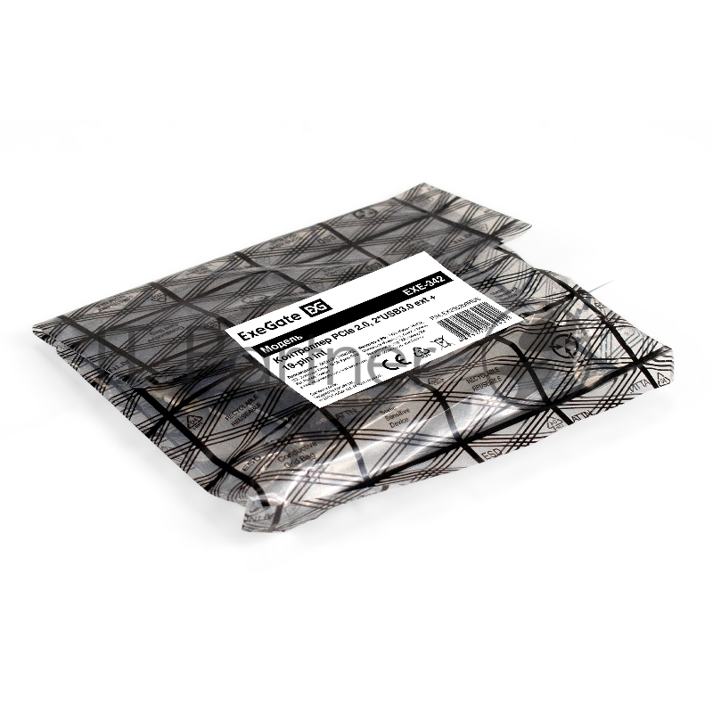 Контроллер ExeGate EXE-342 (PCI-E x1 v2.0, 2*USB3.0 ext.+ 1*19pin int. (внутренние коннекторы для подключения 2*USB3.0 портов на корпусе), разъем доп.питания, VIA Labs Chipset VL805)