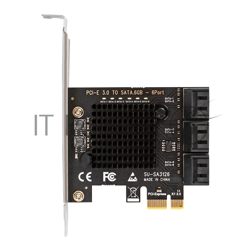 Контроллер ExeGate EXE-516 (PCI-E x1 v2.0, SATA3 6Gb/s, 6 int, ASMedia Chipset ASM1166)