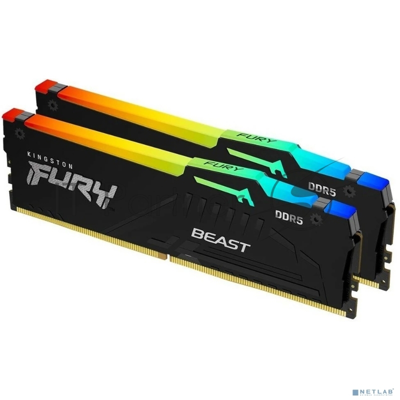 Модуль памяти Kingston 32GB 6000MT/s DDR5 CL40 DIMM (Kit of 2) FURY Beast RGB