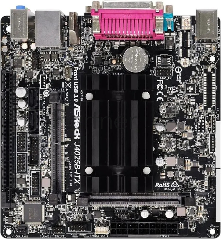 Материнская плата Asrock J4025B-ITX 2xDDR4 mini-ITX AC`97 8ch(7.1) GbLAN+VGA+HDMI