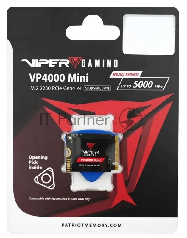 SSD PATRIOT VIPER VP4000 1Тб 3D NAND TLC Скорость записи 3500 Мб/сек. Скорость чтения 5000 Мб/сек. M.2 TBW 250 Тб VP4000M1TBM23