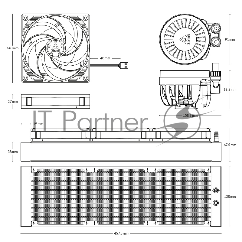 Жидкостная система охлаждения Arctic Cooling Arctic Liquid Freezer III-420 Multi Compatible All-In-One CPU Water Cooler (ACFRE00137A)
