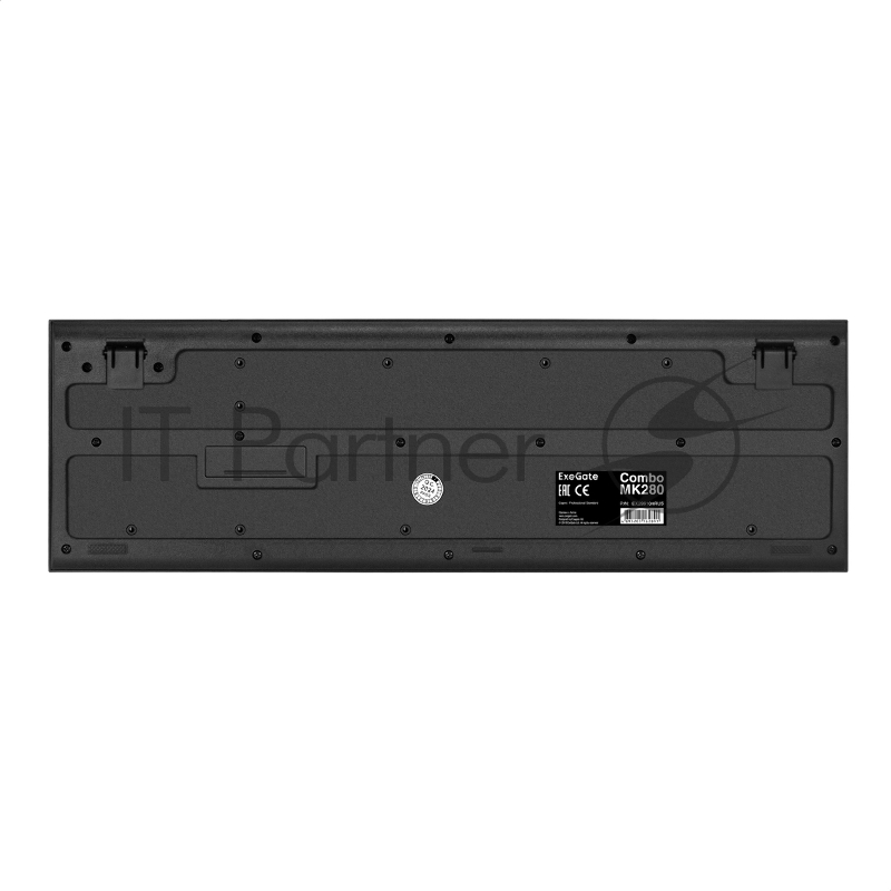 Комплект беспроводной ExeGate Professional Standard Combo MK280 (клавиатура полноразмерная влагозащищенная 104кл. + мышь оптическая 1000dpi, 3 кнопки и колесо прокрутки USB, радиоканал 2,4 ГГц, радиус действия до 10м, черный, Color Box)