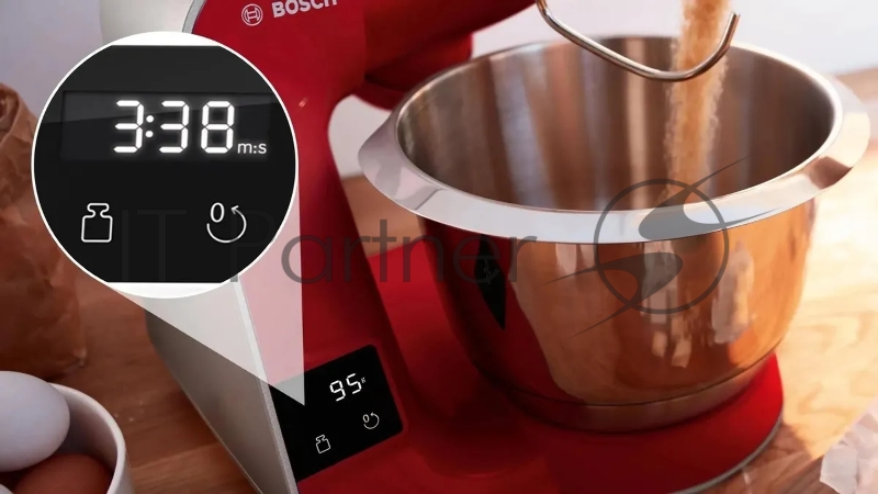 Кухонная машина Bosch MUM5X720 планетар.вращ. 1000Вт красный/серый