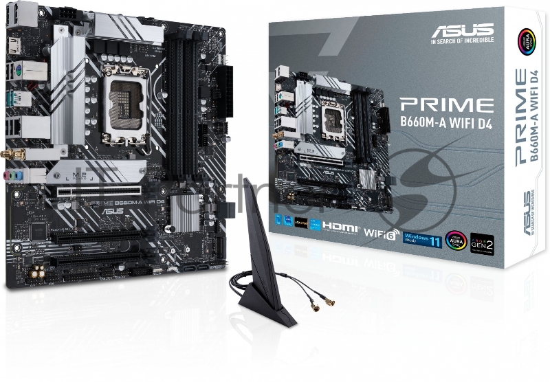 Материнская плата ASUS PRIME B660M-A WIFI D4 Soc-1700 Intel B660 4xDDR4 mATX AC`97 8ch(7.1) GbLAN RAID+HDMI+DP