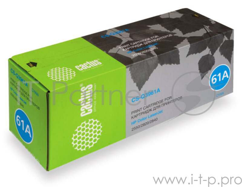 Тонер Картридж Cactus CS-Q3961A голубой для HP LJ 2550/2820/2840 (4000стр.)