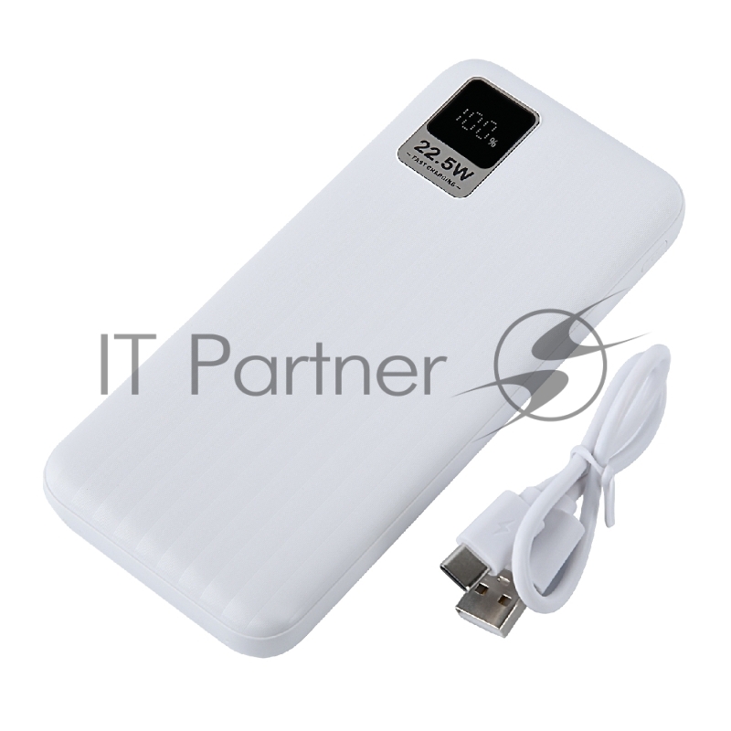 Мобильный аккумулятор Perfeo Powerbank WATERFALL 10000 mAh/LED дисплей/PD + QC 3.0/Type-C/2 USB/Выход: 5A, max 22.5WWhite (PF_E1468)