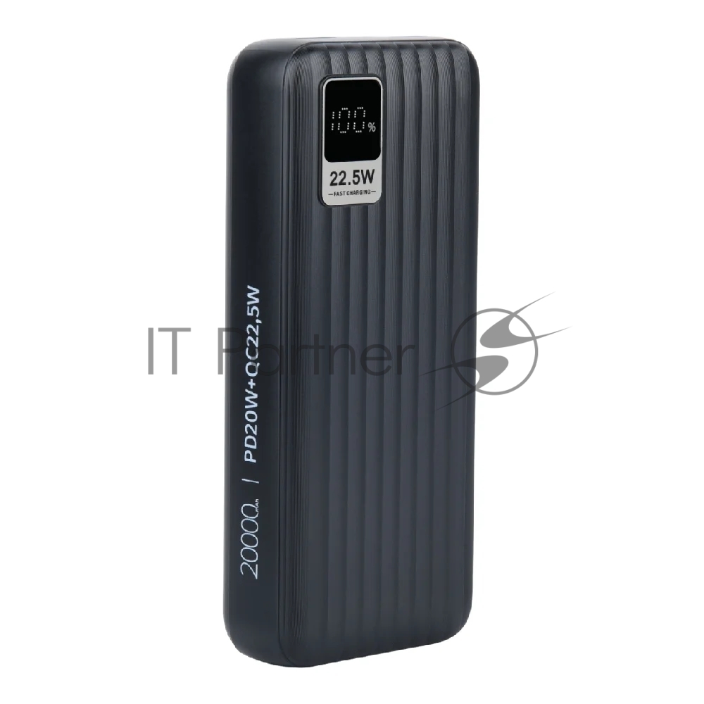 Мобильный аккумулятор Perfeo Powerbank WATERFALL 20000 mAh/LED дисплей/PD + QC 3.0/Type-C/2 USB/Выход: 5A, max 22.5WBlack (PF_E1471)