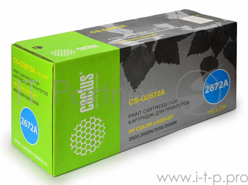 Тонер Картридж Cactus CS-Q2672A желтый для HP CLJ 3500/3550/3700 (4000стр.)