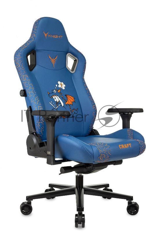 Кресло игровое Knight Craft Dragon синий эко.кожа крестов. металл