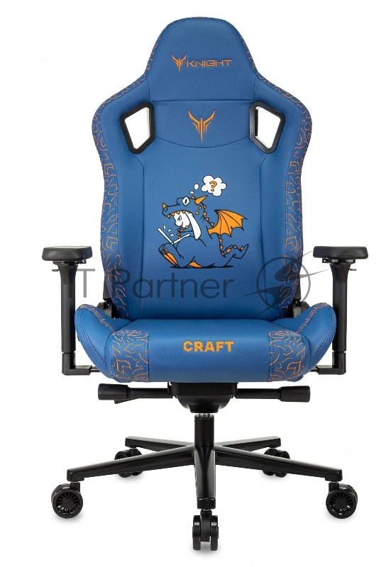 Кресло игровое Knight Craft Dragon синий эко.кожа крестов. металл