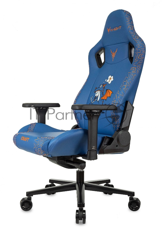 Кресло игровое Knight Craft Dragon синий эко.кожа крестов. металл
