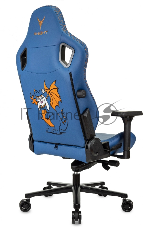 Кресло игровое Knight Craft Dragon синий эко.кожа крестов. металл