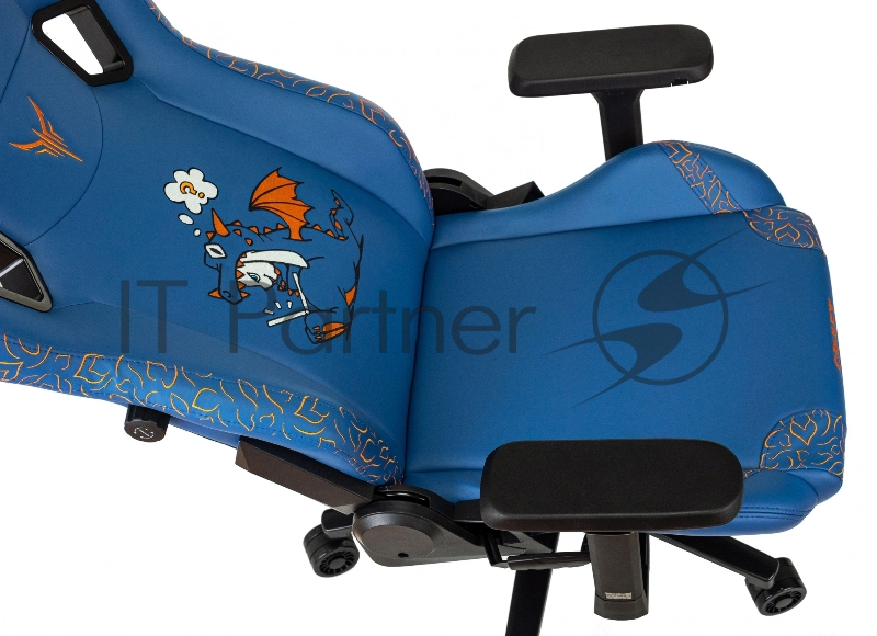 Кресло игровое Knight Craft Dragon синий эко.кожа крестов. металл