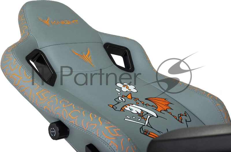 Кресло игровое Knight Craft Dragon серый эко.кожа крестов. металл
