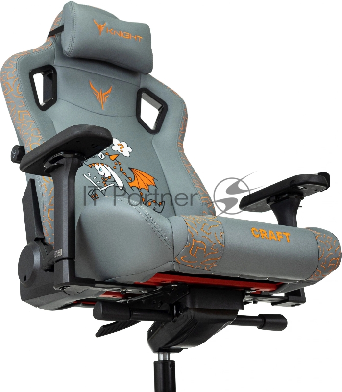 Кресло игровое Knight Craft Dragon серый эко.кожа крестов. металл