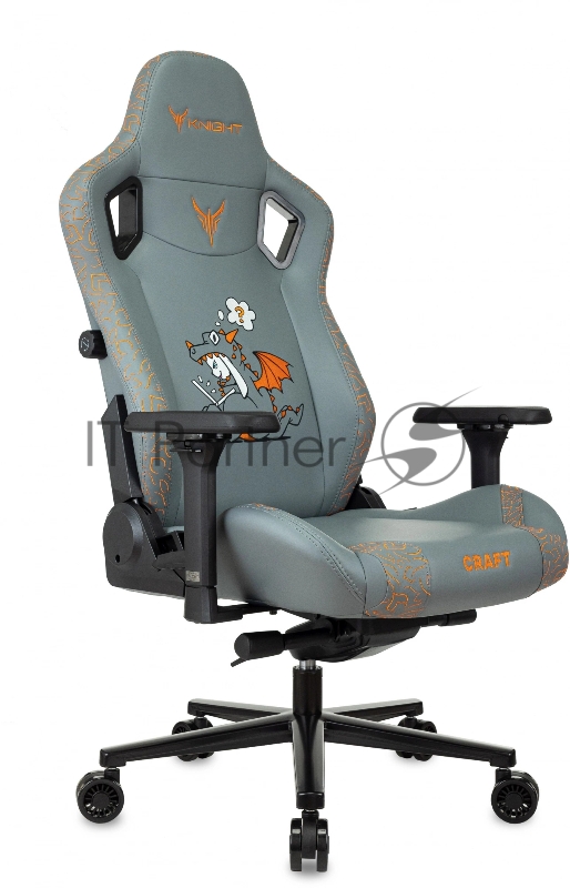 Кресло игровое Knight Craft Dragon серый эко.кожа крестов. металл