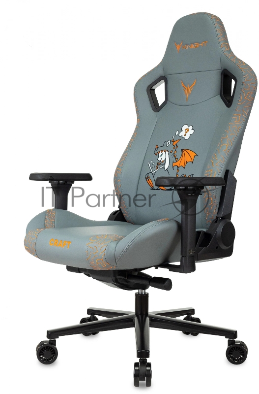 Кресло игровое Knight Craft Dragon серый эко.кожа крестов. металл