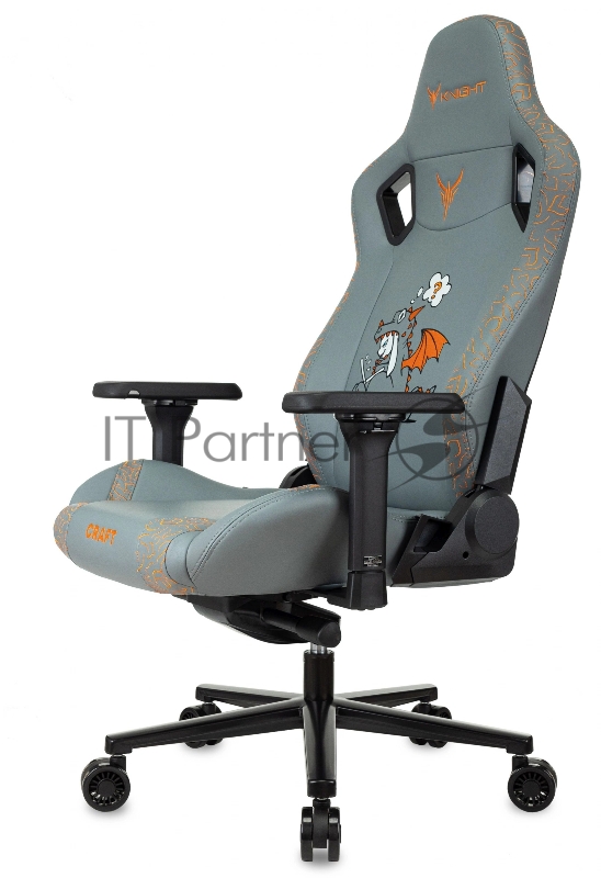 Кресло игровое Knight Craft Dragon серый эко.кожа крестов. металл