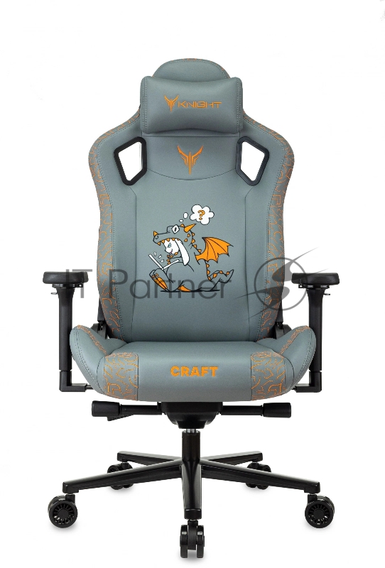 Кресло игровое Knight Craft Dragon серый эко.кожа крестов. металл