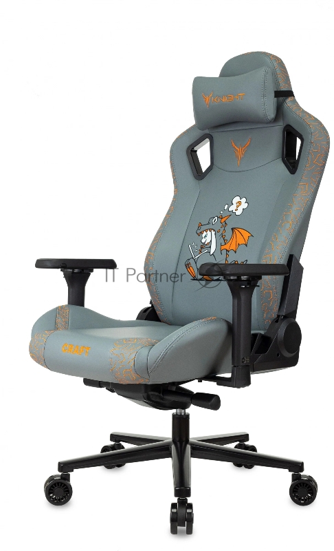 Кресло игровое Knight Craft Dragon серый эко.кожа крестов. металл