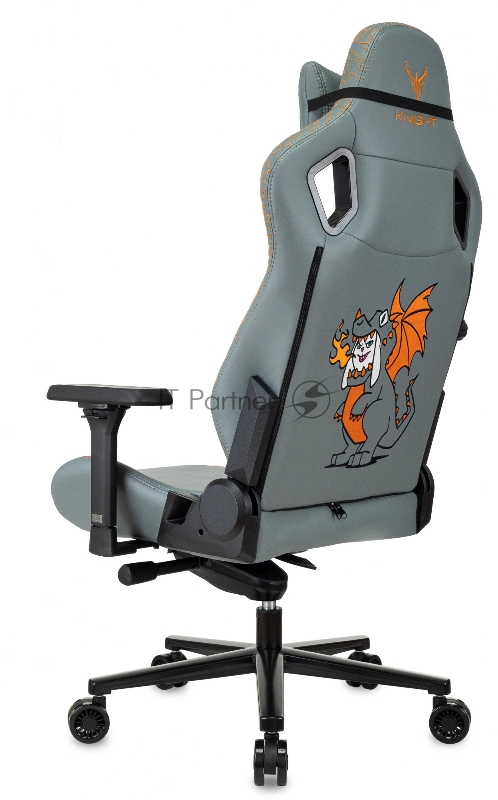Кресло игровое Knight Craft Dragon серый эко.кожа крестов. металл