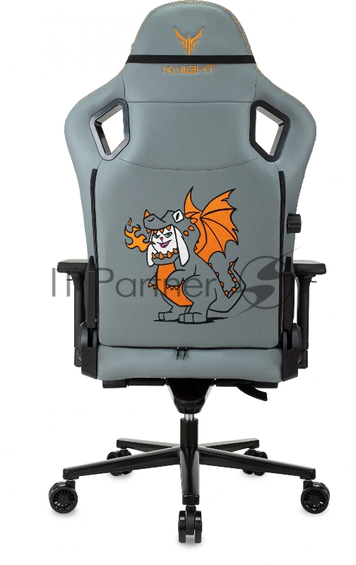 Кресло игровое Knight Craft Dragon серый эко.кожа крестов. металл