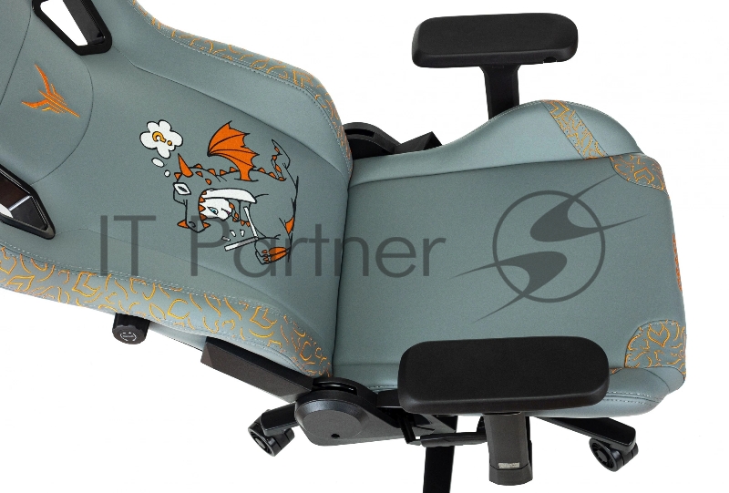 Кресло игровое Knight Craft Dragon серый эко.кожа крестов. металл