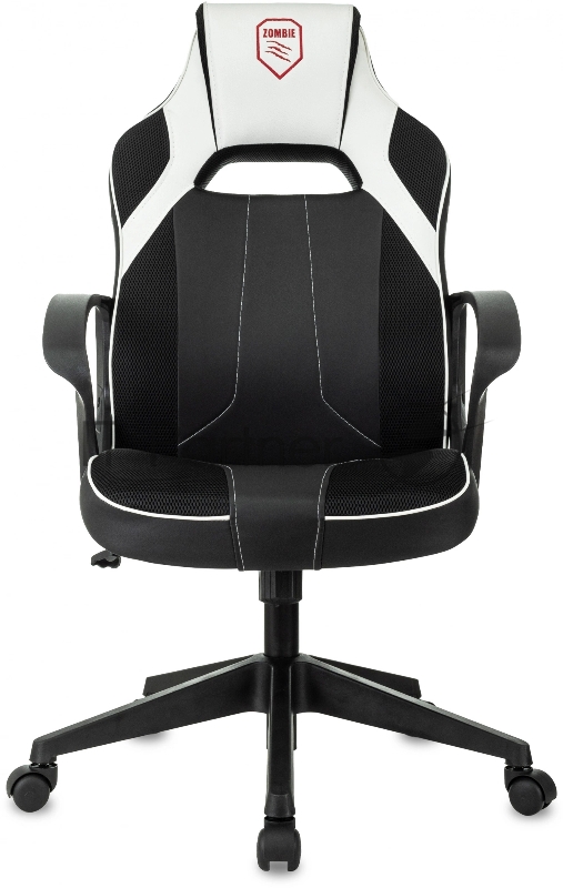 Кресло игровое Zombie 400 черный/белый ткань/эко.кожа крестов. пластик