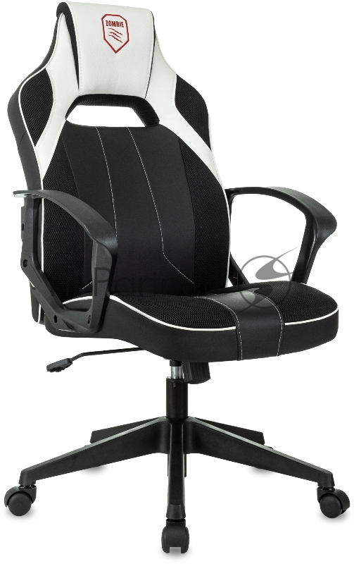 Кресло игровое Zombie 400 черный/белый ткань/эко.кожа крестов. пластик